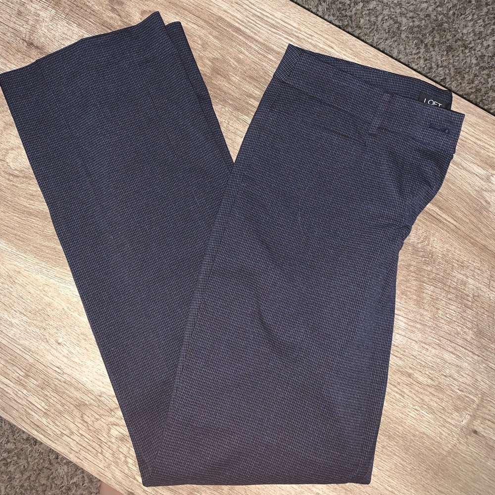 LOFT navy blue plaid pants size 6